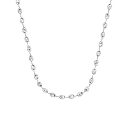 Chaîne Grain de Café Creuse, Or Blanc 750 - 40 cm - Manillon