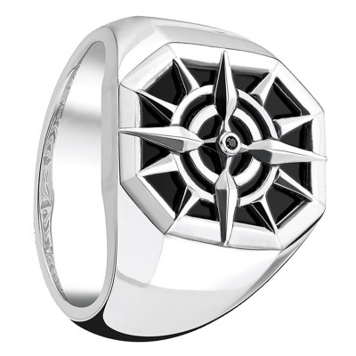 Bague Boussole Noire, Argent, TR2274-641-11 - Thomas Sabo