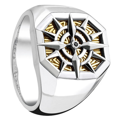 Bague Boussole, Argent 925 et Plaqué Or Jaune, TR2278-849-7 - Thomas Sabo