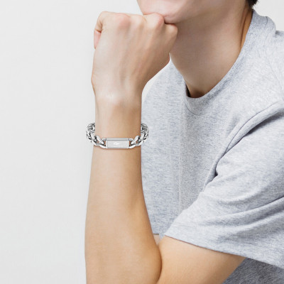 Bracelet Backhand Acier - 2040439, 19 cm Ajustable - Lacoste