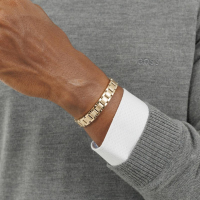 Bracelet Metal Links Essential Acier Doré, 20 cm Ajustable - 1580711 - Boss