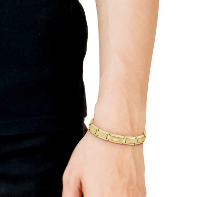 Bracelet Texturé Stencil Acier Doré - 2040219, 19 cm - Lacoste