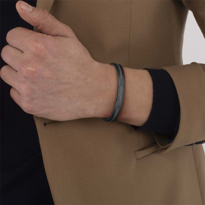 Bracelet Aventurer, Acier Inoxydable Noir, Largeur 8 mm - 2040528 - Lacoste