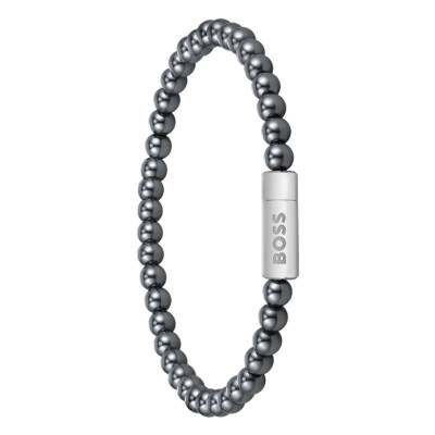 Bracelet Sphere Beads, Acier Hematite Gris, 19 cm - 1580790M - Boss
