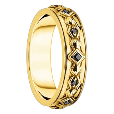 Bague Argent 925 Plaqué Or 750 & Pierres Noires - TR2306-414-11 - Thomas Sabo