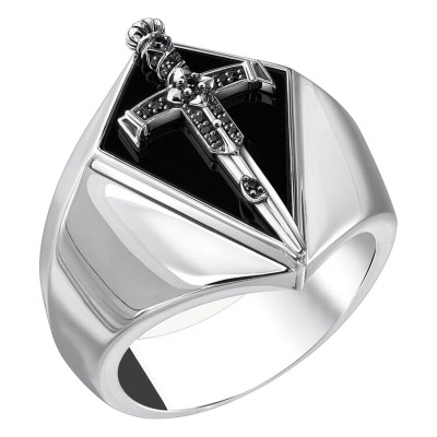 Chevalière Épée en Argent & Pierres Noires, TR2463-643-11 - Thomas Sabo